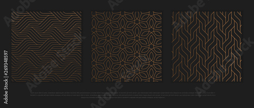 Fotografie, Obraz Vector set of design elements, labels and frames for packaging for luxury products in trendy linear style