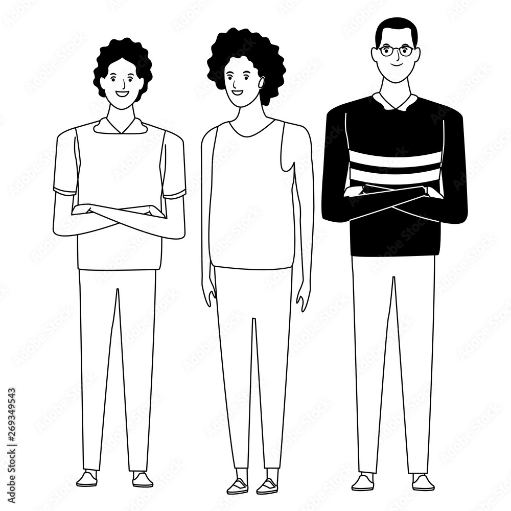 group of people avatar cartoon character in black and white group of people avatar cartoon character in black and white