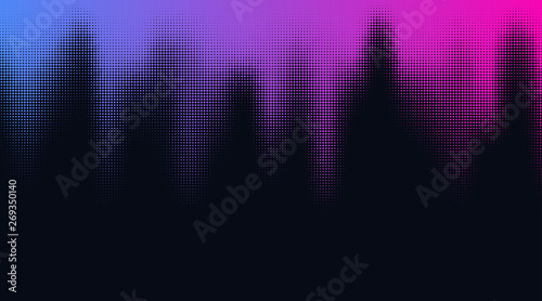 Vector halftone gradient effect. Vibrant abstract background. Retro 80's style colors and textures.