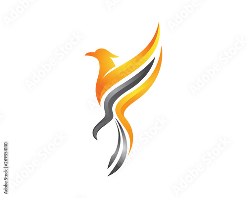 Modern Golden And Silver Color Phoenix Logo Illustration In White Isolated Background