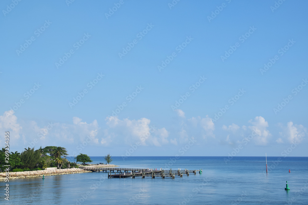 Falmouth, Jamaica,  blue sky and sea background