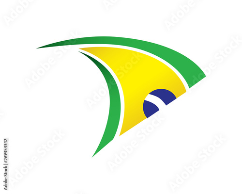 Modern Abstract Brazil National Flag Logo Illustration In Isolated White Background