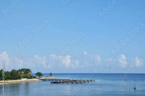 Falmouth, Jamaica,  blue sky and sea background photo