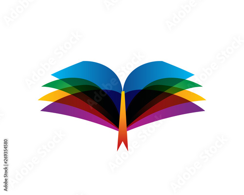 Abstract Colorful Flying Technology book Logo Illustration