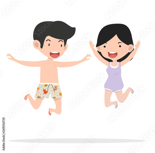 boy and girl Couple  Swimming Pool Party