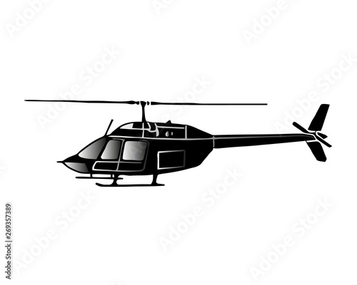 Vector illustration of helicopter in monochrome