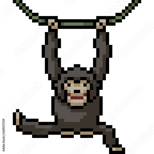 vector pixel art monkey mischievous