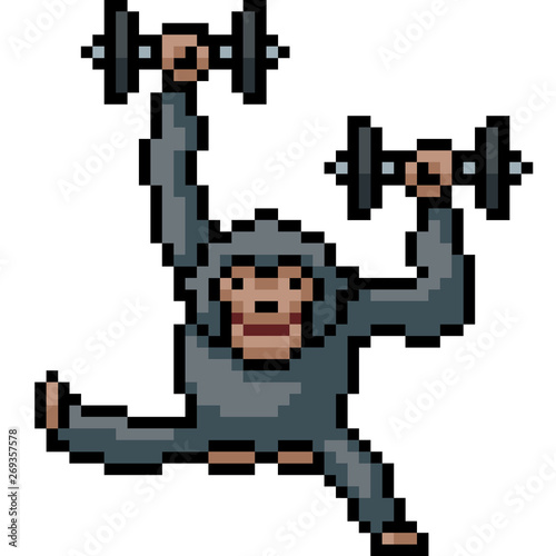 vector pixel art monkey mischievous