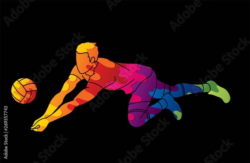 Man volleyball player action cartoon graphic vector