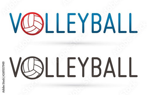 Volleyball text design with ball graphic vector