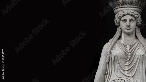 Statue of a sensual Roman renaissance era woman at Parliament building in Vienna, Austria