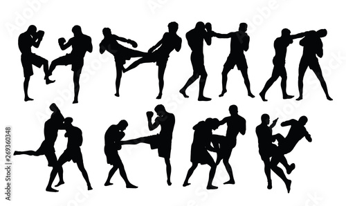 Fotografie, Obraz Boxing Sport Silhouettes Activity, art vector design