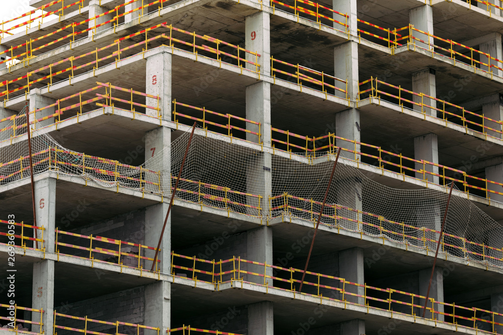 building construction site against sky background. construction of new building