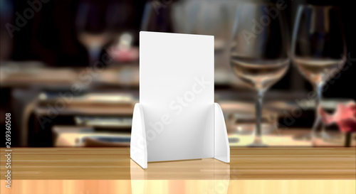 Curved Counter top Sign Holders and Poster Displays Tablet Tent Talkers Promotional Menu cards white blank Empty for mock up design and templates 3d illustration rendering