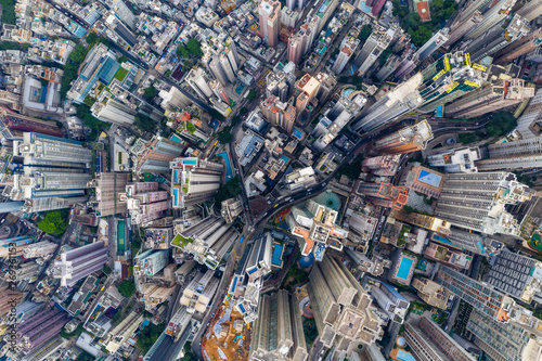 Top view of Hong Kong business district © leungchopan
