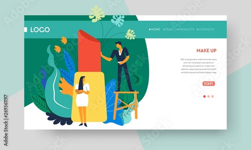 Makeup artists service web page template stylists or beauticians
