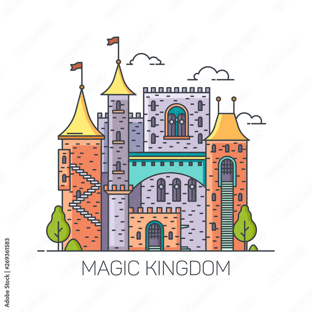 Magic castle from fairy tales, princess fort