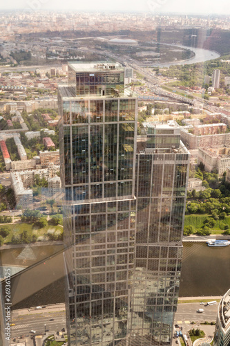 Russia, Moscow - May 22, 2019: RussiaView of the hotel Moscow from the observation deck of a skyscraper. photo