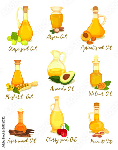 Set of natural oil for cooking and body care, food