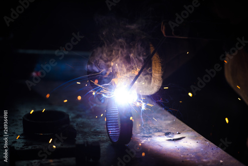 welding steel with sparks