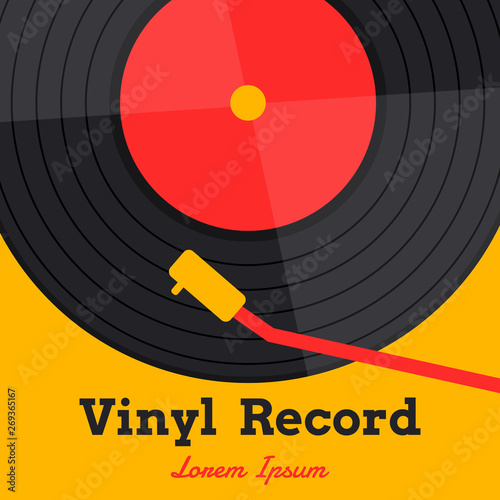 vinyl record music vector with vinyl record word