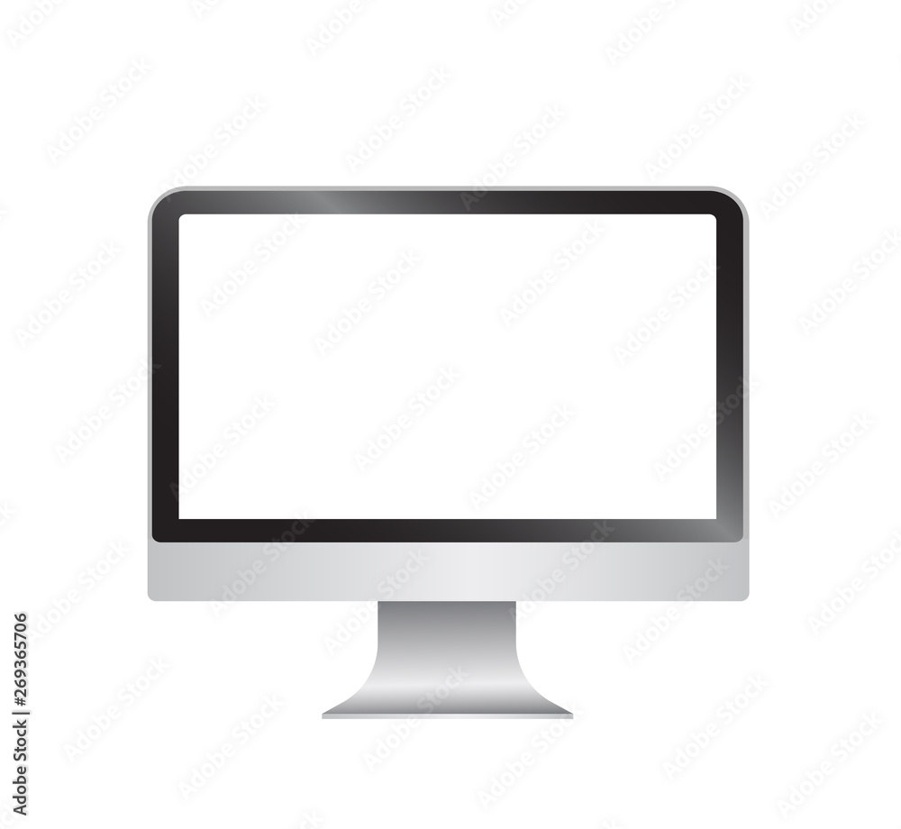 Realistic computer or monitor.Vector mockup.Screen display isolated on white background.Modern glossy.Digital display technology - Vector 