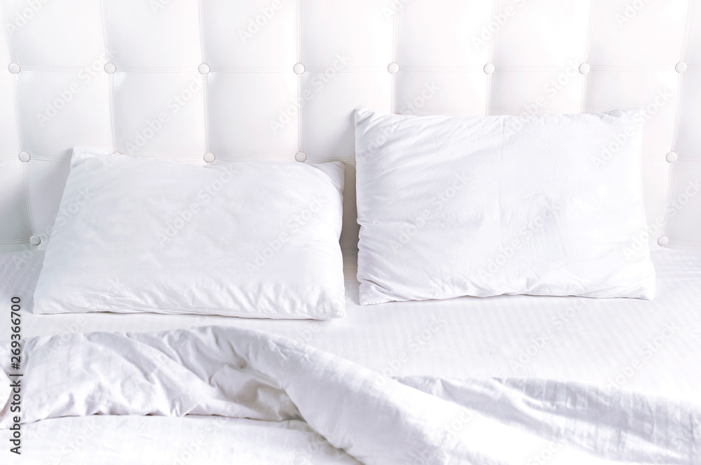 Soft White Quilted Pillow And Blanket, How To Clean White Leather Headboard