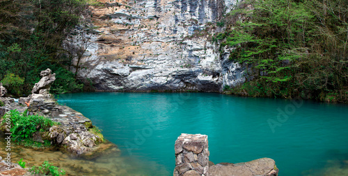 Very blue mountain lake