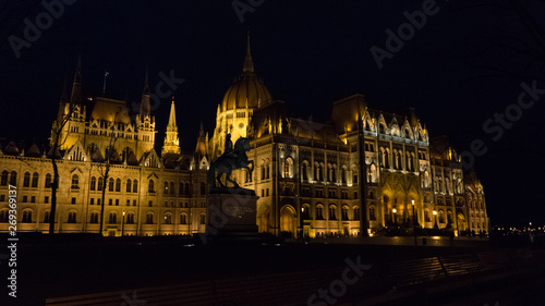 Hungarian Parliament building detail at night