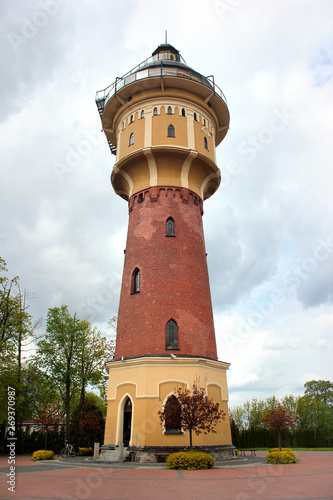 Fototapeta Naklejka Na Ścianę i Meble -  Historical water tower in Goldap, Warmian-Masurian Voivodeship, Poland.