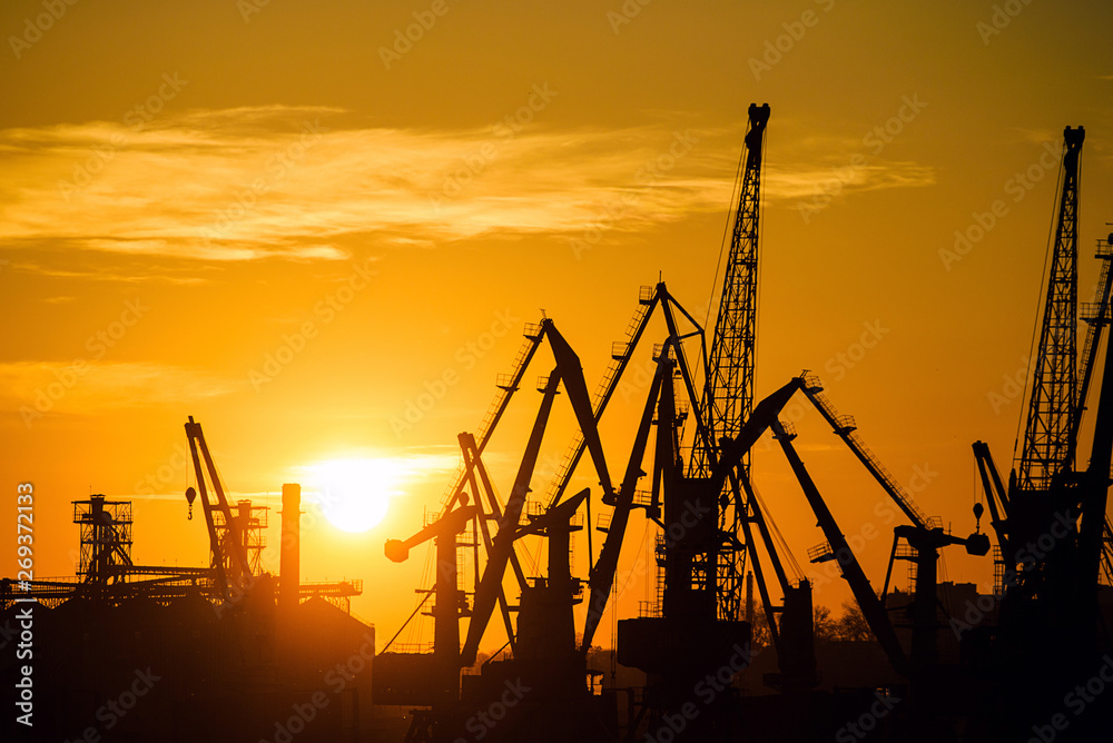 sea port at sunset