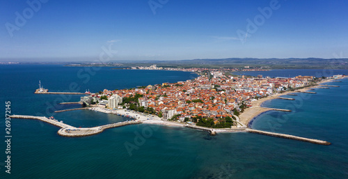 Aerial view to Pomorie city on the Bulgarian Black Sea coast