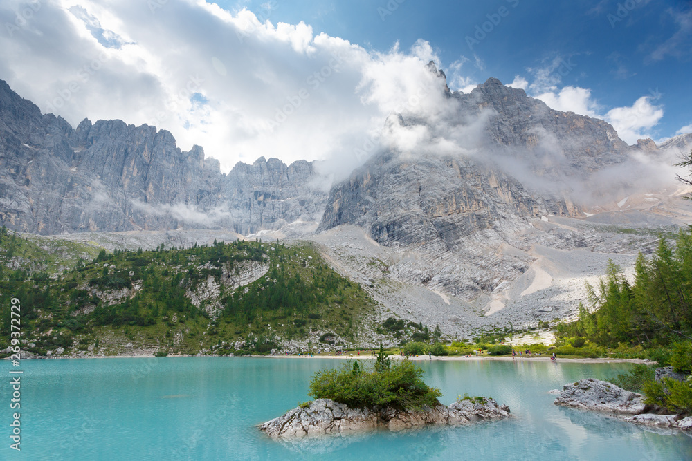 Sorapis lake in italian Alps