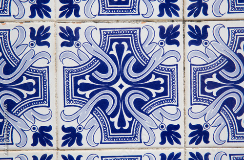 Portugese decorative tiles in the old house 