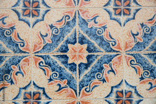 Portugese decorative tiles in the old house 