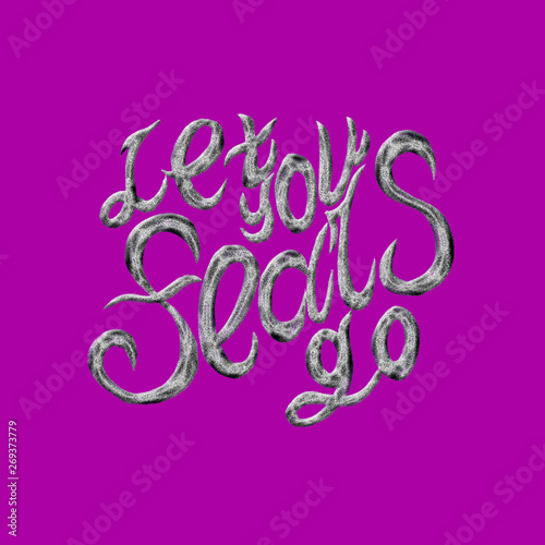 lettering motivational phrase on purple background