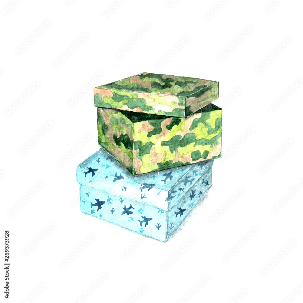 Obraz premium illustration of watercolor gift boxes
