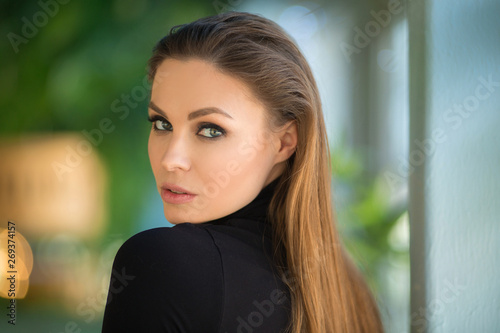 portrait of beautiful young woman with make up