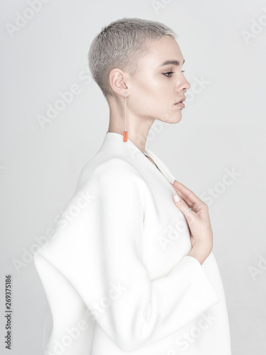 Young model with short hair