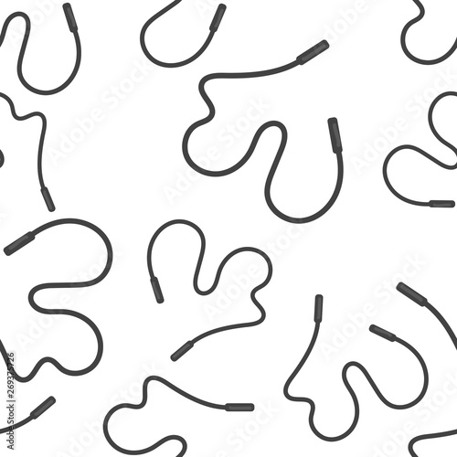 Vector icons skipping rope seamless pattern on a white background.