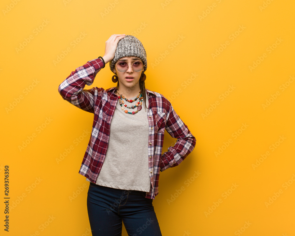 Young hippie natural woman tired and very sleepy Young hippie natural woman tired and very sleepy