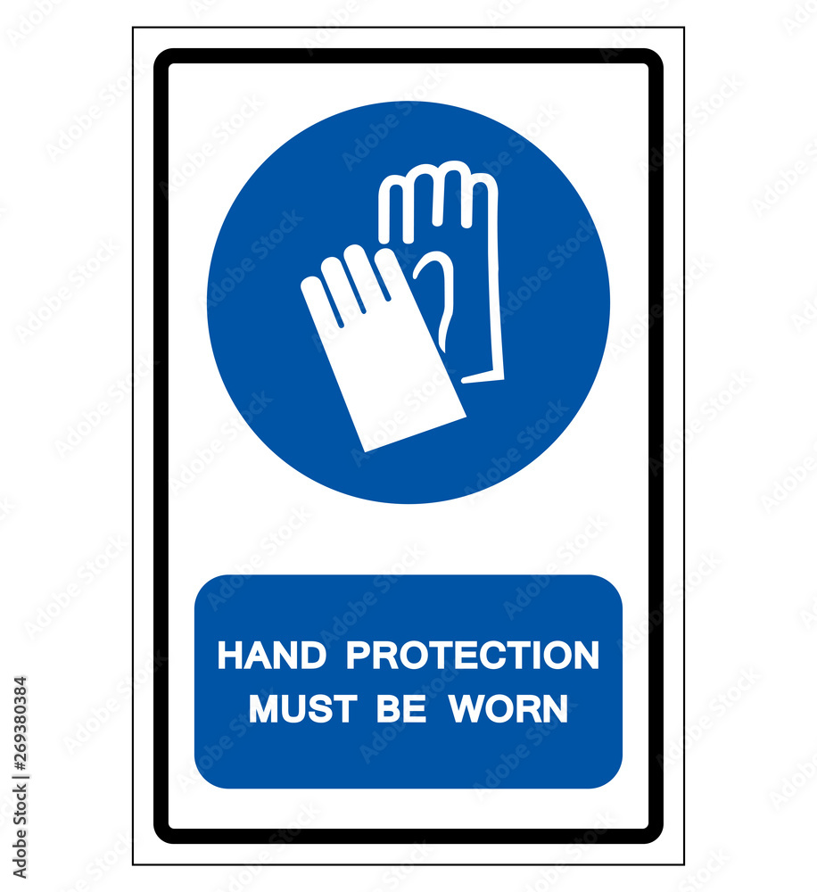 Hand Protection Must Be Worn Symbol Sign, Vector Illustration, Isolated On White Background Label. EPS10 Hand Protection Must Be Worn Symbol Sign, Vector Illustration, Isolated On White Background Label. EPS10