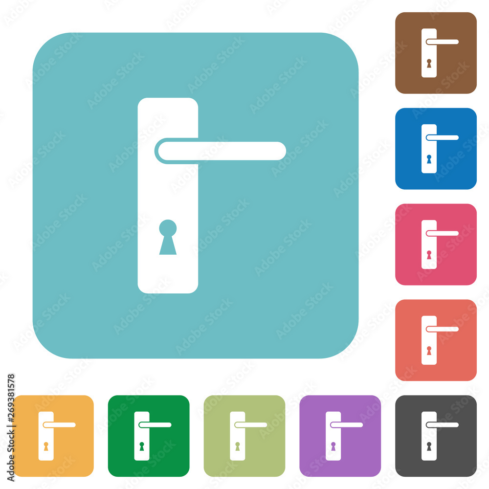 Right handed simple door handle rounded square flat icons Right handed simple door handle rounded square flat icons