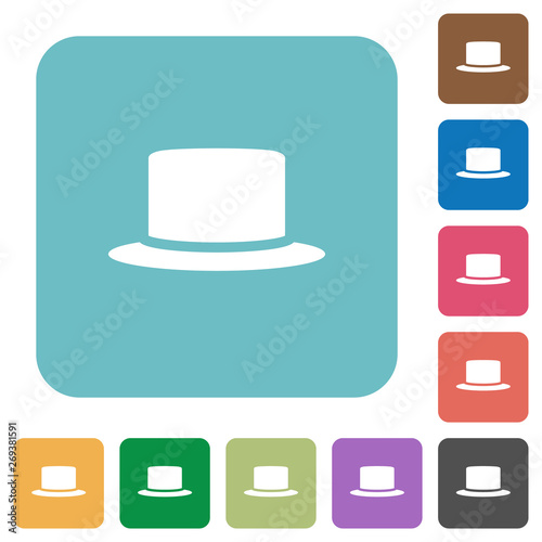 Silk hat rounded square flat icons