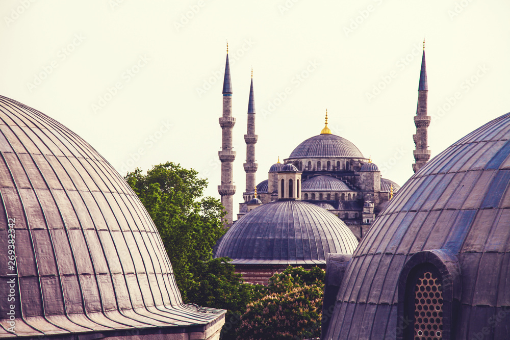 Sultan ahmet mosque and minarets with dome