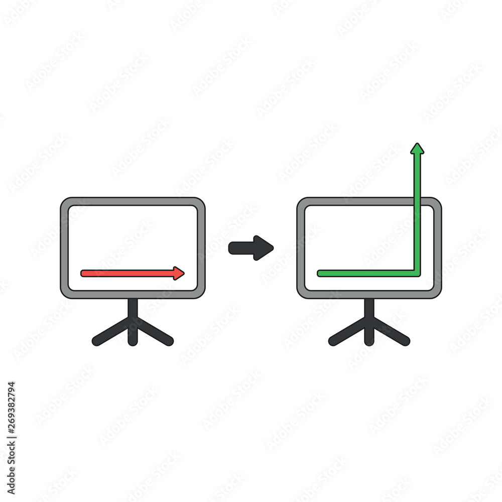 Vector icon concept of sales chart arrow down and up. Vector icon concept of sales chart arrow down and up.