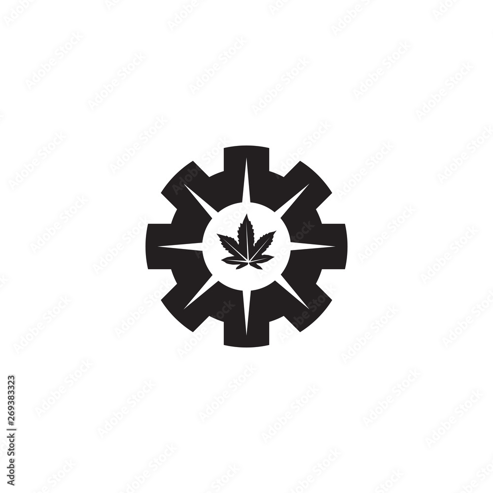 Gear cannabis logo design vector template Gear cannabis logo design vector template