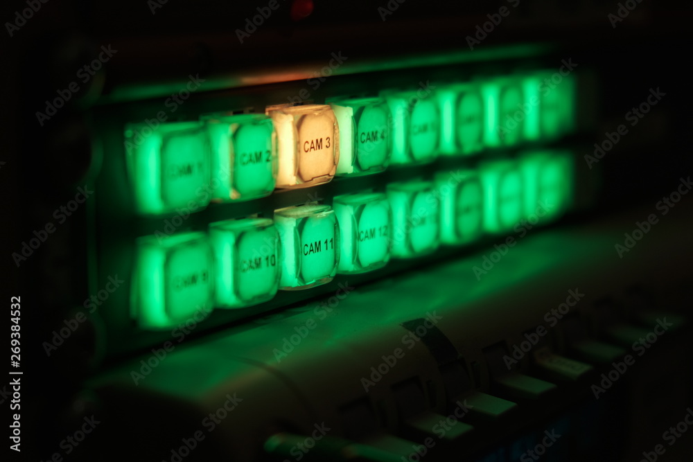 Control panels and mixers for video and audio signals on Moscow TV channel