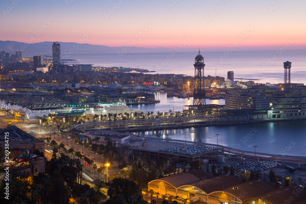 Dawn view of Barcelona from Mondjuic