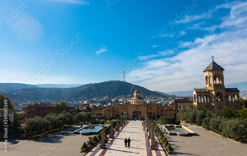 Tbilisi, Georgia - November 3, 2018:Tsmind Sameba Cathedral - Department of the Catholicos-Patriarch of All Georgia photo